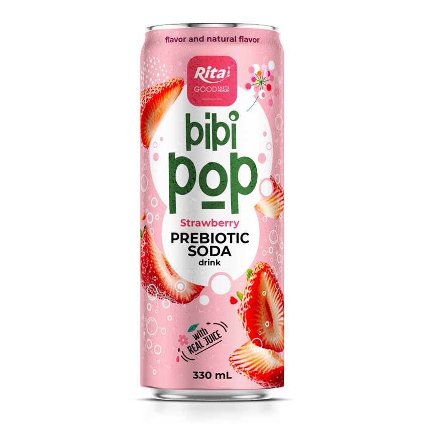Bibi Pop Prebiotic Soda drink with real strawberry juice 330ml 